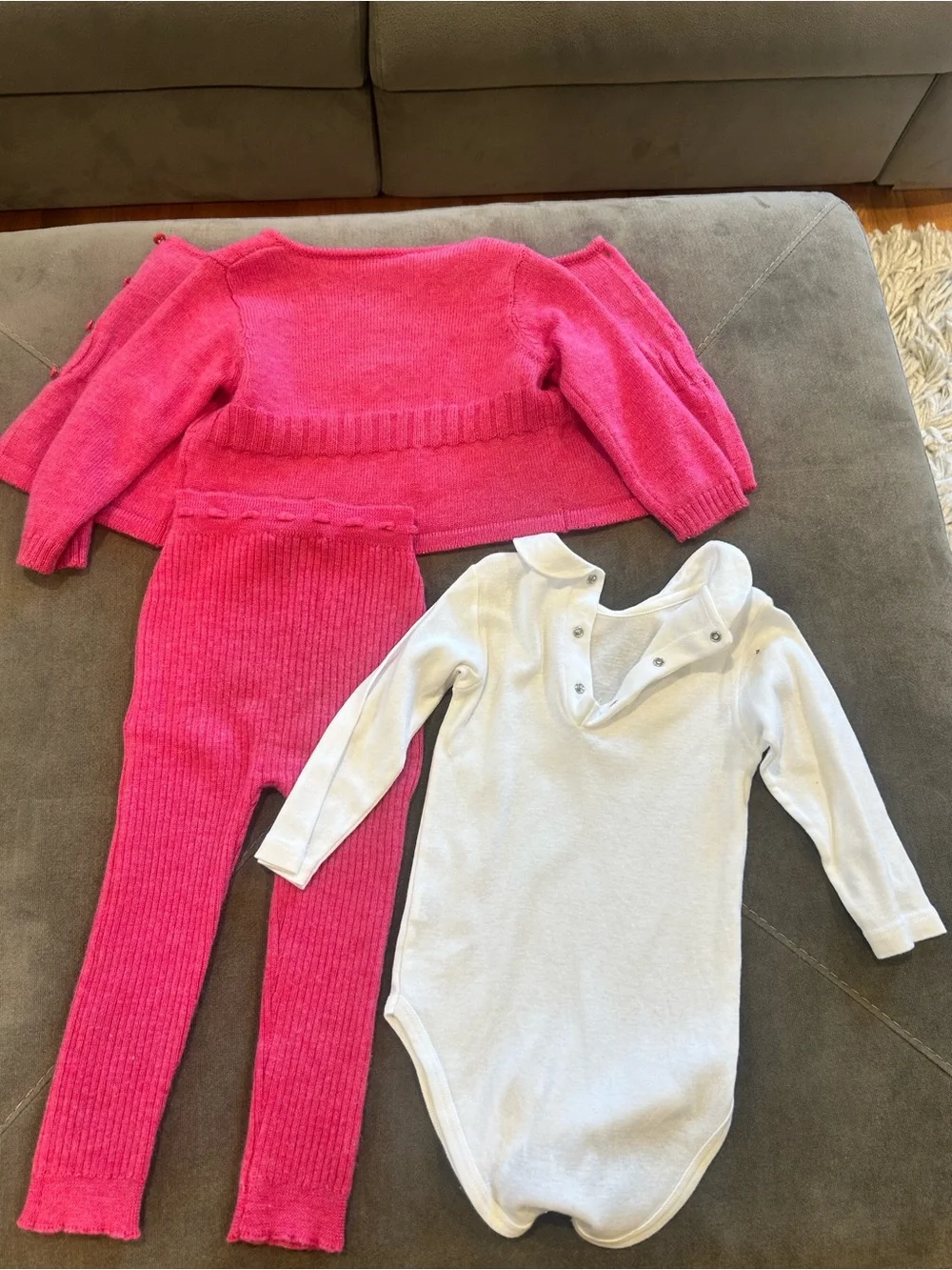 Fleurisse Hot Pink Knit Cardigan and Ribbed Leggings Set Baby Girl 18/24 months